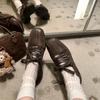 Cowhide Version Functional Girl Square Head Strap Inner Height Increase Casual Mary Jane Single Shoes Women's Ballet Shoes