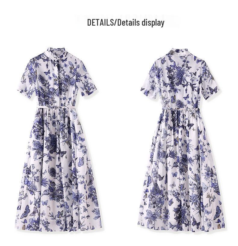 Elegantes A-Linien-Kleid mit floralem Muster im französischen Stil und taillierter Silhouette