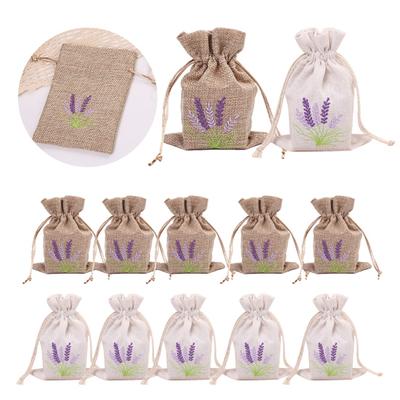 12 Stück Lavendel-bestickte Beutel, leere Aufbewahrungsbeutel mit Kordelzug, verschleißfest, weit verbreitete Aufbewahrungsbeutel für Schmuck und Süßigkeiten