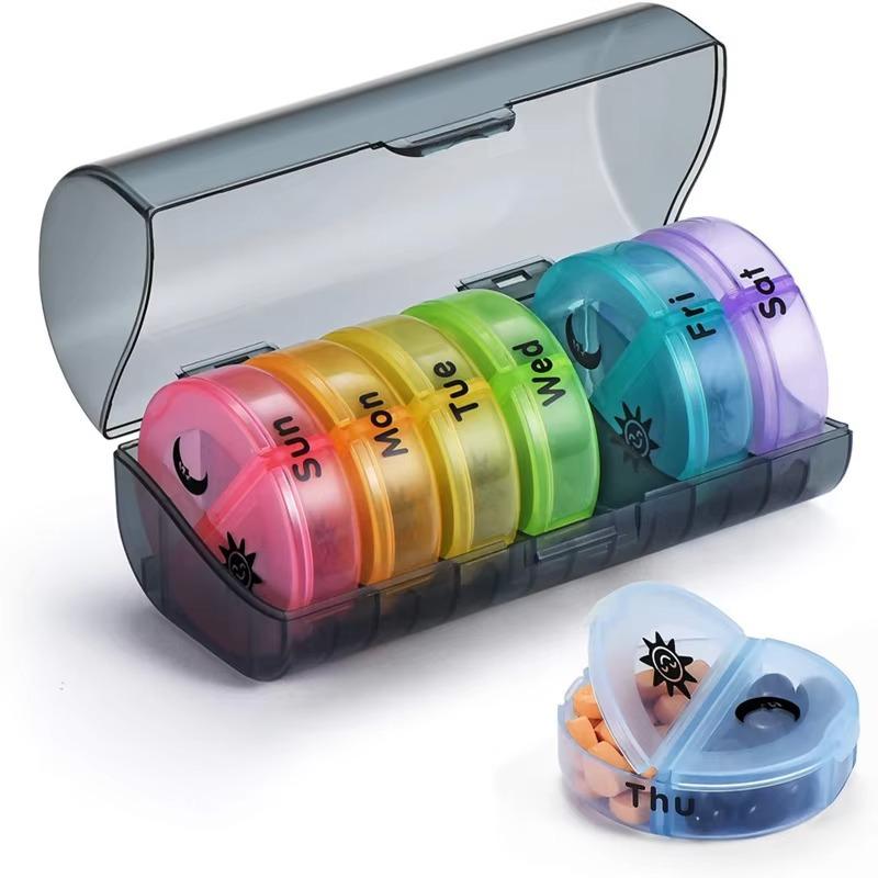 Weekly Pill Organizer, Travel Pill Box 7 Day,  Portable Daily Vitamin Organizers for Medication, Vitamins, Fish Oil, Supplements