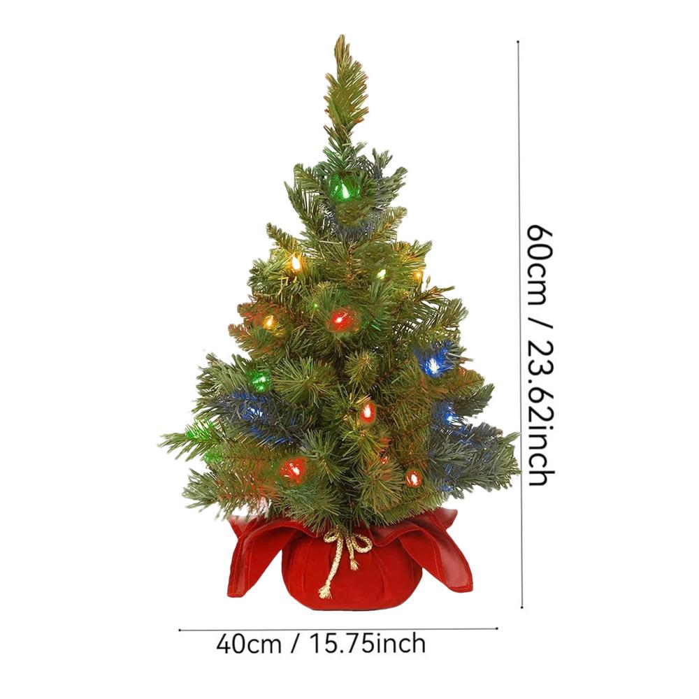 Christmas Trees Prelighted Artificial Pine Tree 60cm Realistic Pre-lit Christmas Tree With Warm White LED Lights Christmas 0.6m зелёный