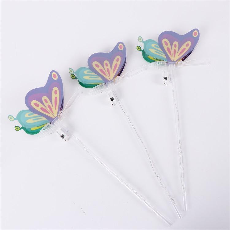 5PCS New Butterfly Fairy Wand Led Light Up Flashing Magic Wand Girls Princess Role Play Props Dollhouse Party Toys Gifts
