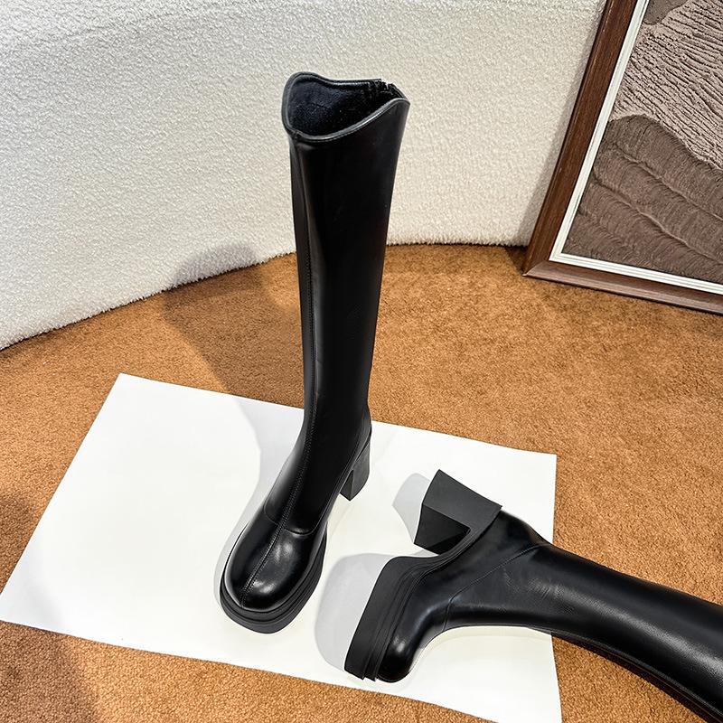 White knight boots women's new autumn and winter thick-soled knee-length boots thick high-heeled temperament thin high boots