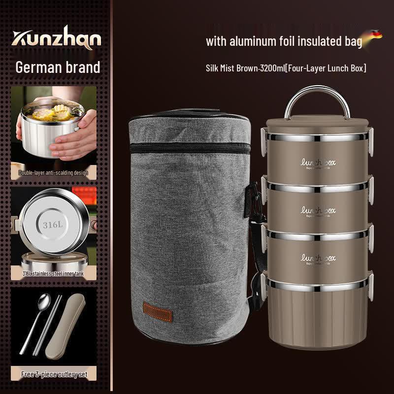 Double-Layer 304 Stainless Steel Insulated Bento Box