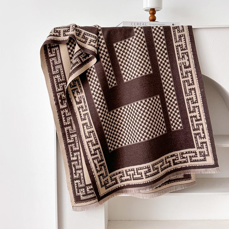 

imitation cashmere plaid pattern retro style texture printing double-sided warm scarf shawl 180cm