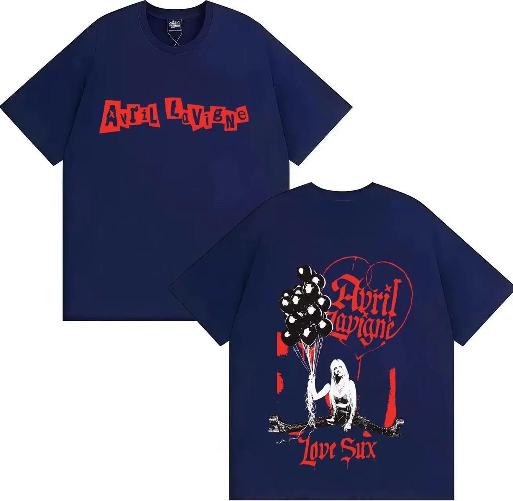 2026 Avril Lavigne A Trendy Rapper Is On A Doublesided Printed Cotton Tops Casual Loose Tshirt for Her Album Tour Unisex