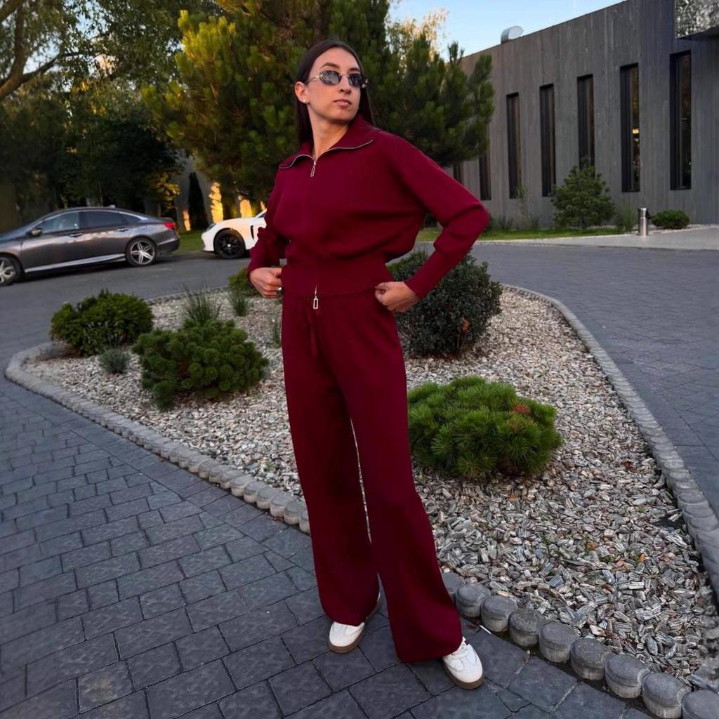 2025 Autumn European & American Casual Cardigan Two-Piece Women’s Long-Sleeved Top & Pants