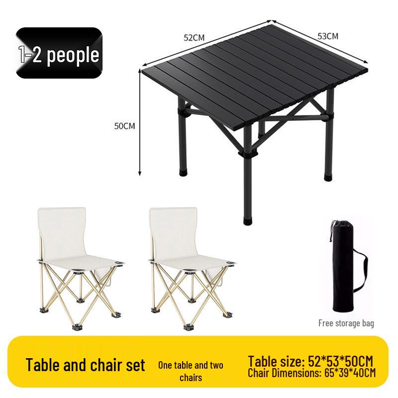 Outdoor Portable Folding Table & Chairs Set - Lightweight Roll-Up Table with Camping Seats