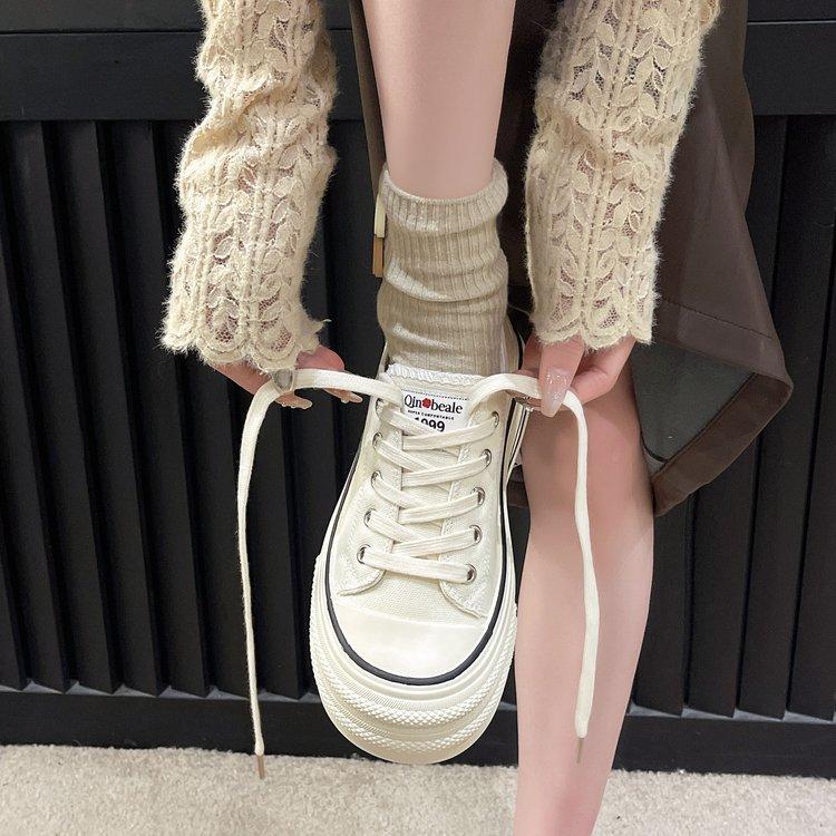 Ziyan Platform Canvas Shoes Women's Spring 2025 New Heightening Shoes Children's Black Niche Muffin Casual Board Shoes