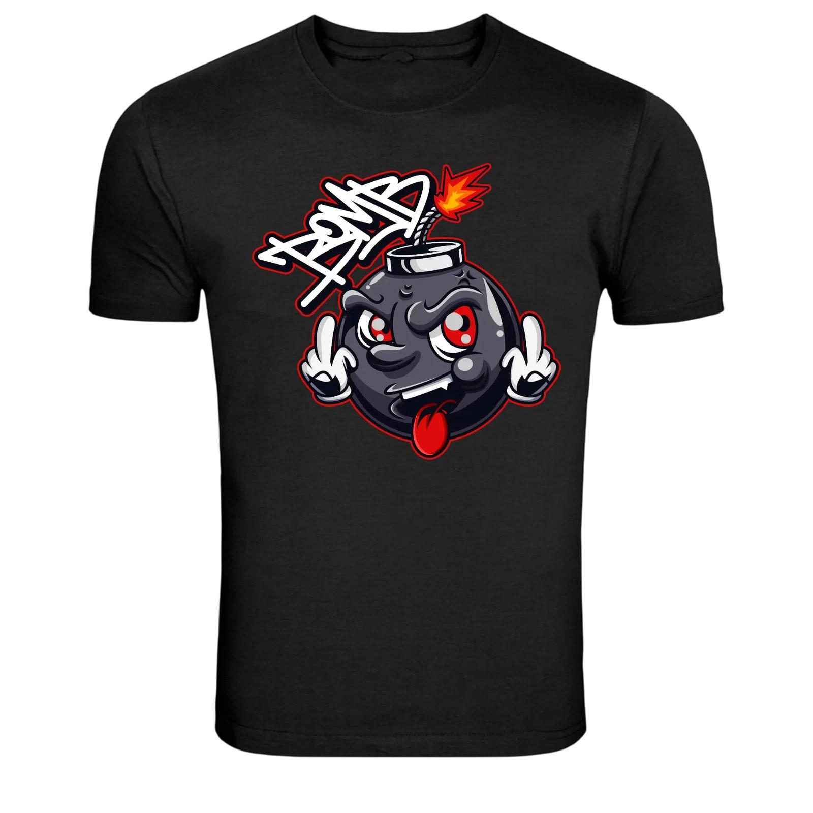 Graffiti Bomb Cartoon Explosive Graphic T-Shirt M