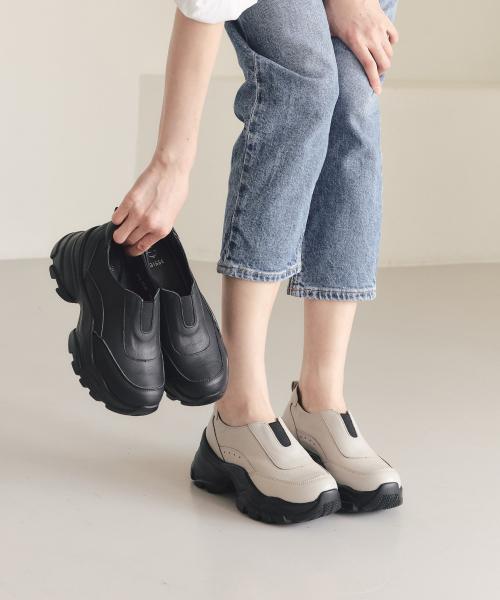 [GISSE] Natural Leather Domestic Handmade Rib Track Sole Platform Sneakers GIS-47233 Light Gray-225