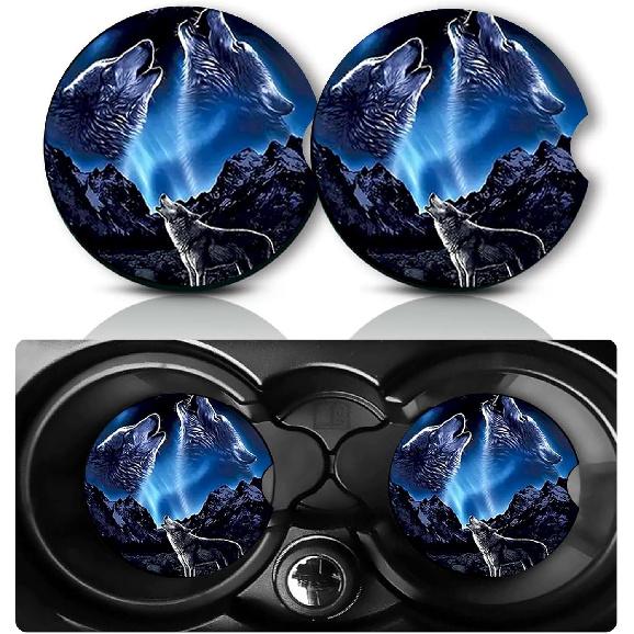 Car Coasters for Cup Holders,2 PCS Universal Non-Slip Black Leopard Print Car Coasters,2.75" Rubber Mat,Leopard Cars Accessories Cup Drink Holder