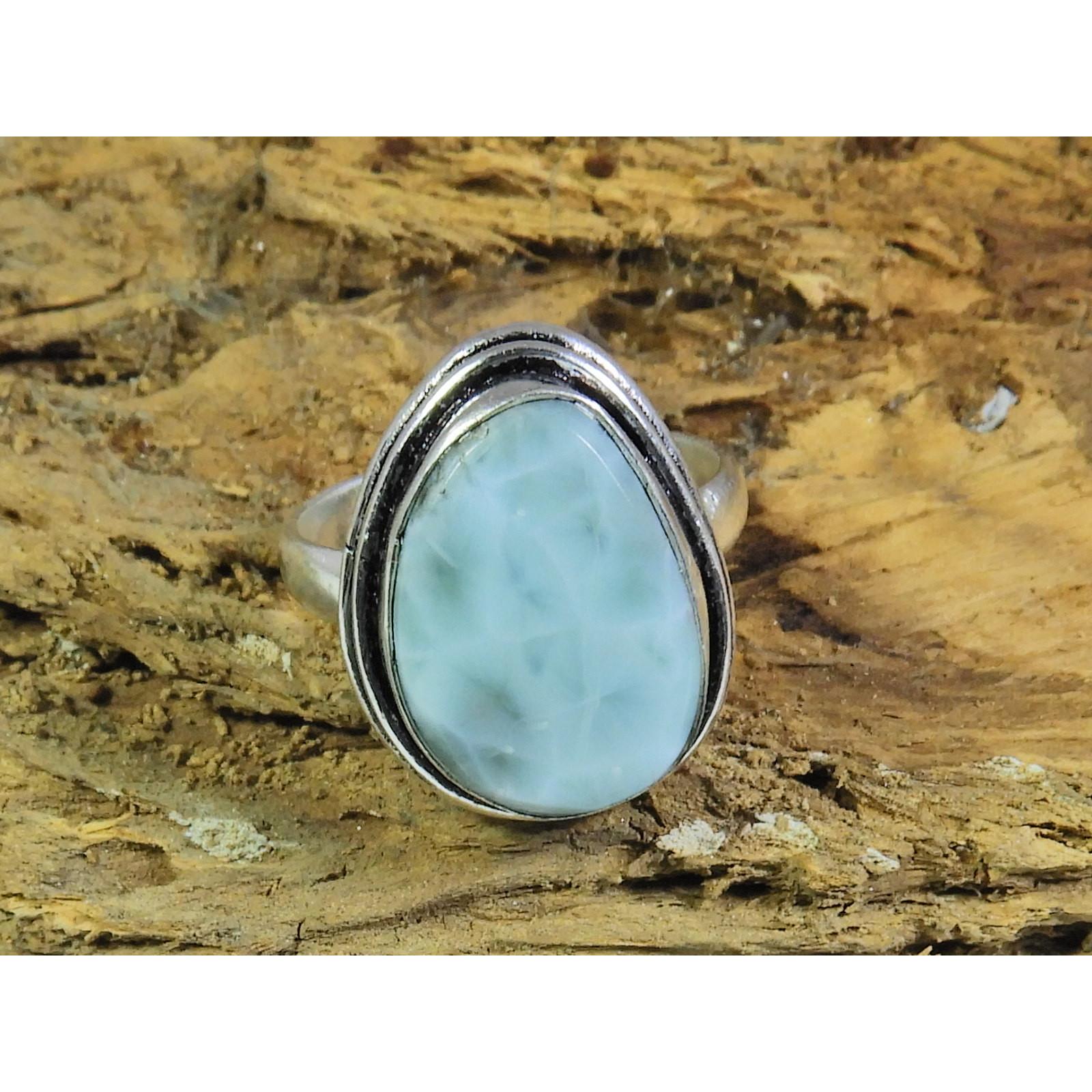 

Natural Larimar Pectolite Gemstone 925 Solid Sterling Silver Ring Size US-7 PG-168