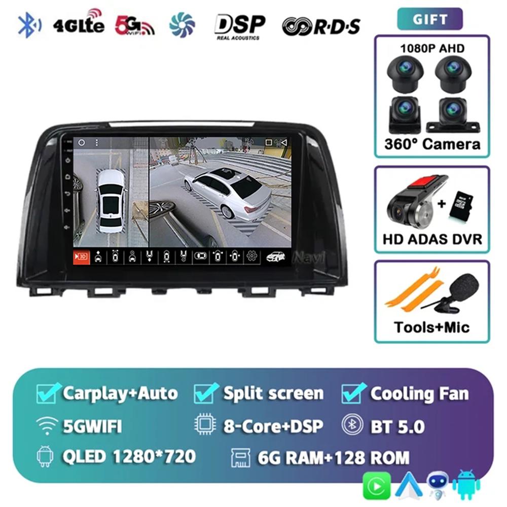 Android 14 Carplay Auto Car Radio For Mazda 6 GJ Atenza 2012 2013 2014 2015 2016 2017 Car Multimedia Video Player GPS Navigation