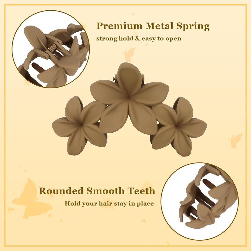 4pcs pieces Flower hair clip Non-slip matte Flower Ladies Big Claw Clip Hawaii Hair clip Power styling beach hair claw