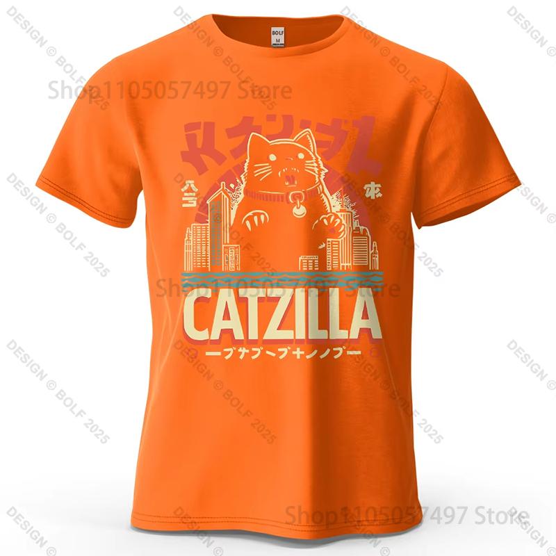 Catzilla Funny Printed Unisexs Tshirt Fashion Oversized Trendy Graphic Tees For Women Tops Tees Streetwear