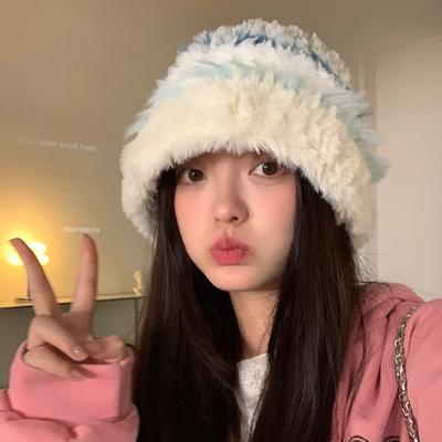 Thick Plush, Knitted Hat, Women's, Autumn and Winter Cold Resistant Woolen Hat, Warm Ear Protection, Small Face, Korean Version Big Head Circumference