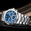 Blue Watch Men Stainless Steel Dress Wrist Watch Man Waterproof Chronograph Quartz Watches Relogio Masculino