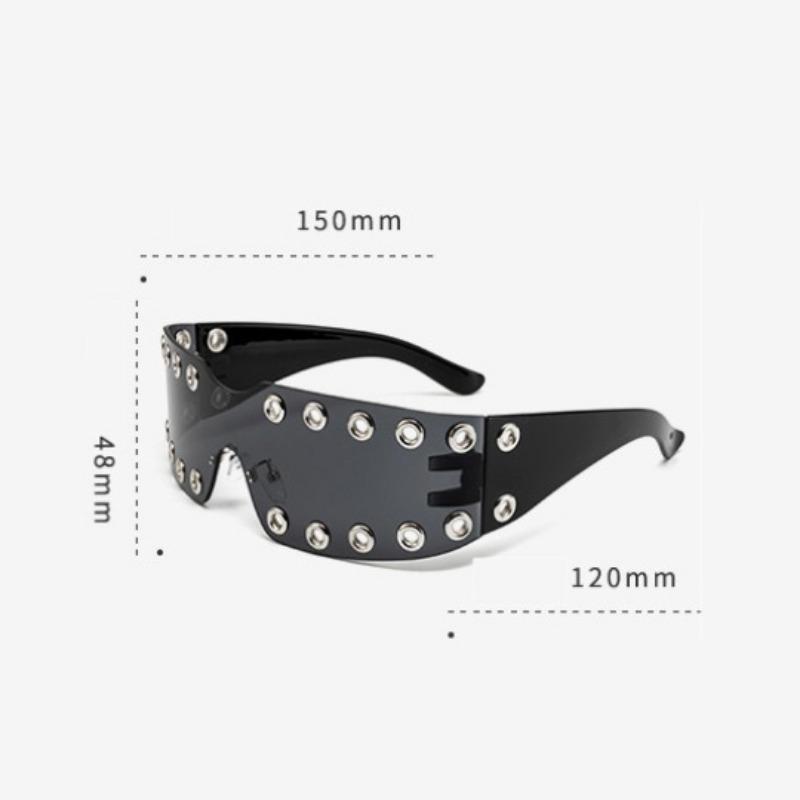 Non-polarized Rimless Rhinestone Sunglasses Women  Diamond Punk Shield Wrap Sun Glasses Vintage One-Piece Shades Frameless Goggle