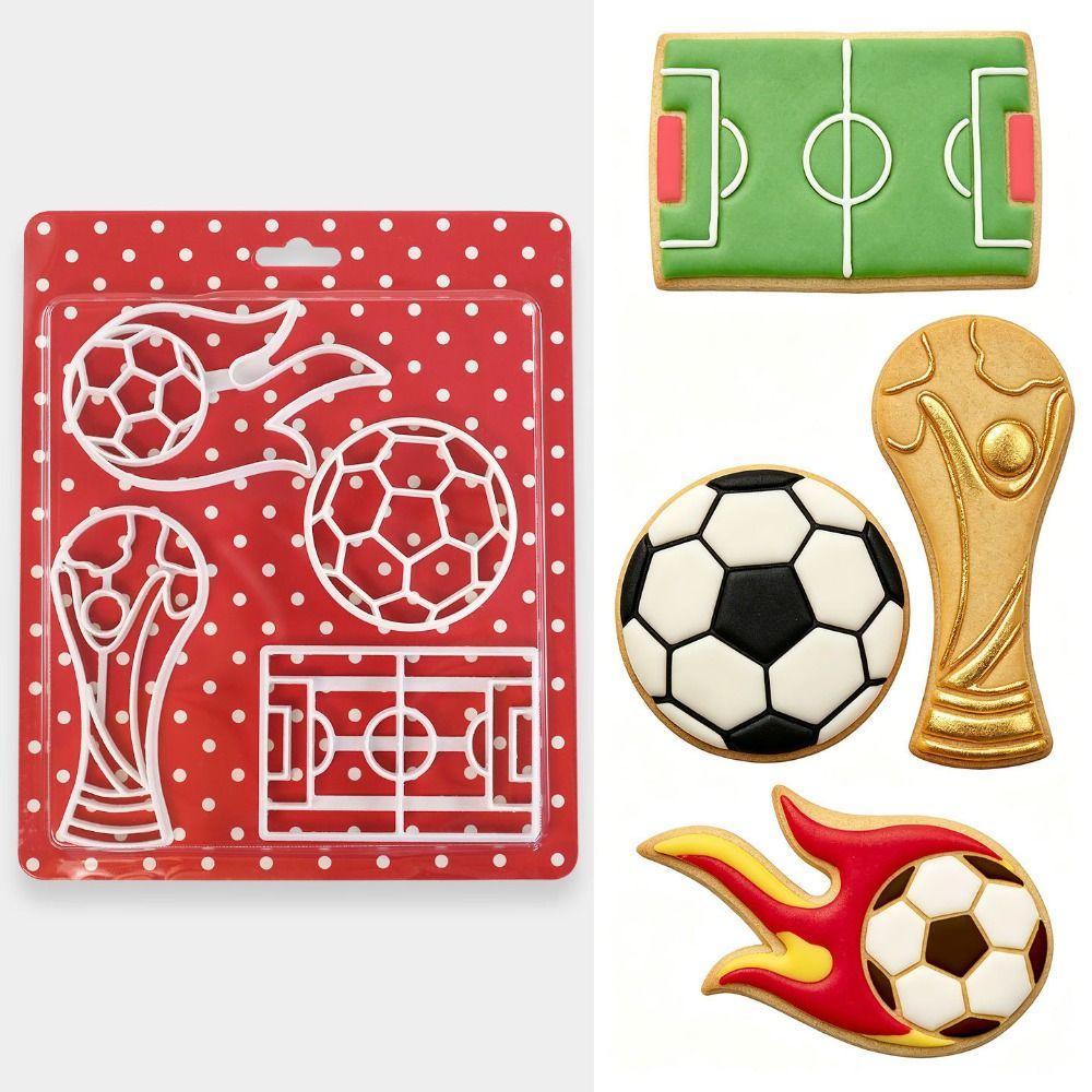 1/4 Stück Kreativer Fußballförmiger Ausstecher Fußballförmige Haushalts-Sport-Thema Backform Glatte Oberfläche Schneideform