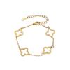 18K Gold Hollow Four-Leaf Clover Jewelry Set: Titanium Steel Bracelet, Necklace, Earrings for Women