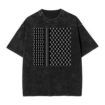 Keffiyeh i Svart T-shirt Sommar Palestinas Karta Streetwear T-shirts 2024 Bomulls T-shirt För Kortärmad Tryck Topp T-shirts