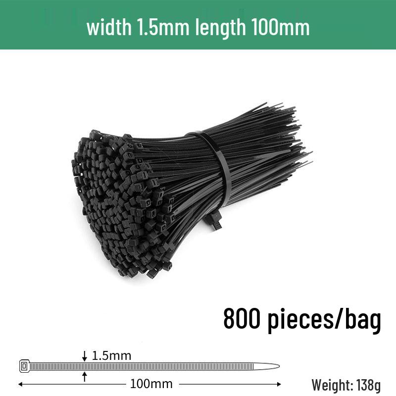 Black Self-Locking Nylon Cable Tie with Strong Anti-Theft Buckle