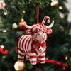 Lightweight Gifts for Friends Family Highland Yak Ornament Christmas Tree Hanging Decor, Cute 2D Flat Kids Room Decorations Acrylic Pendant with Gold