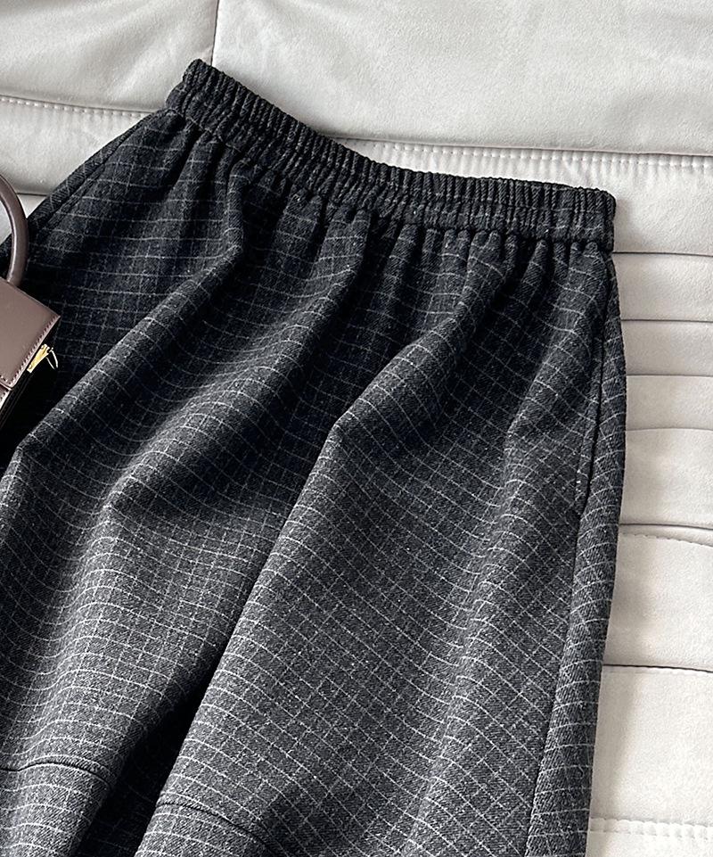 JuZhi Retro Plaid High-Waist Slimming Skirt for Women - Winter Collection
