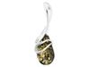 Short Silver Drop Necklace with Green Amber Teardrop Amber 42