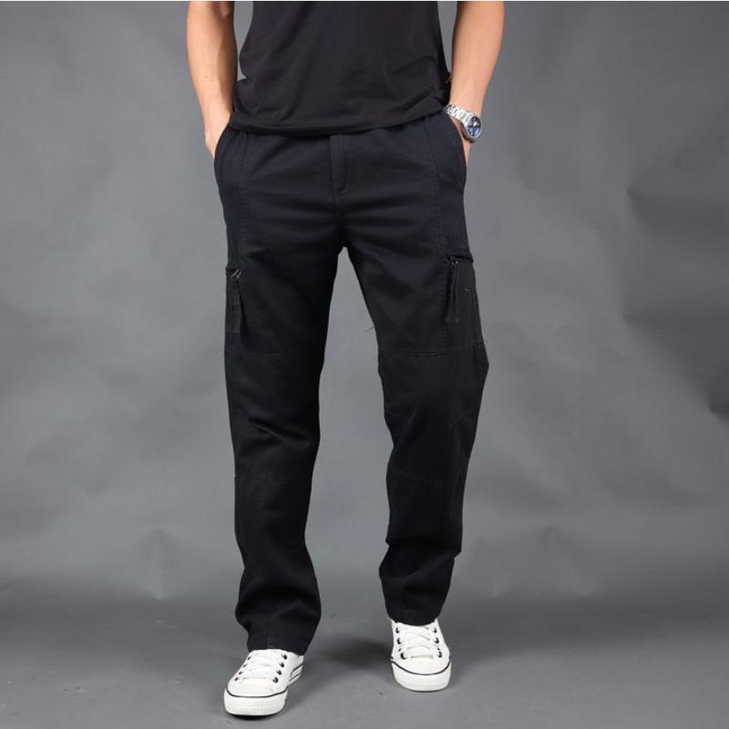 

Многофункциональные однотонные повседневные брюки для активного отдыха Мужские рабочие брюки Брюки с несколькими карманами Свободные брюки Брюки-карго L чёрный