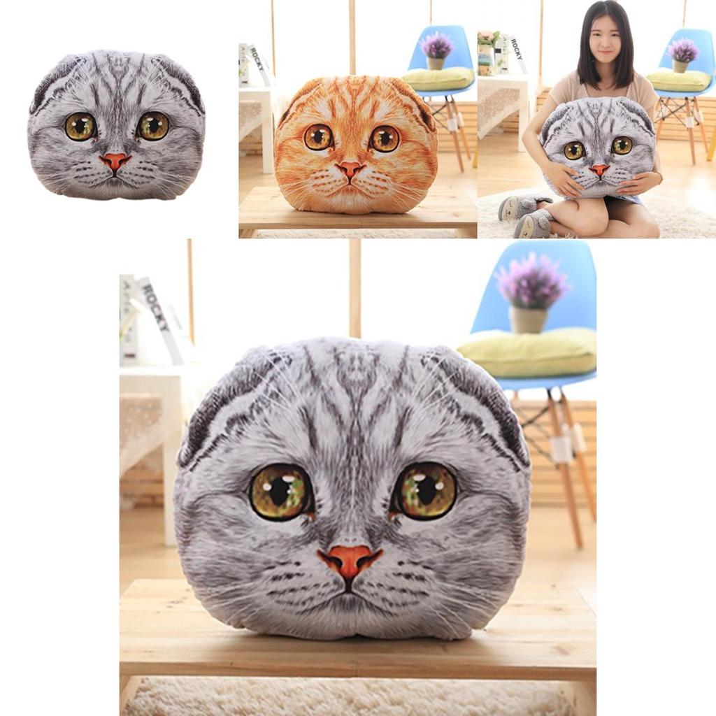 Plush Alien Cat Pillow Available In Gray Folded Ear Cat And Yellow Folded Ear Cat