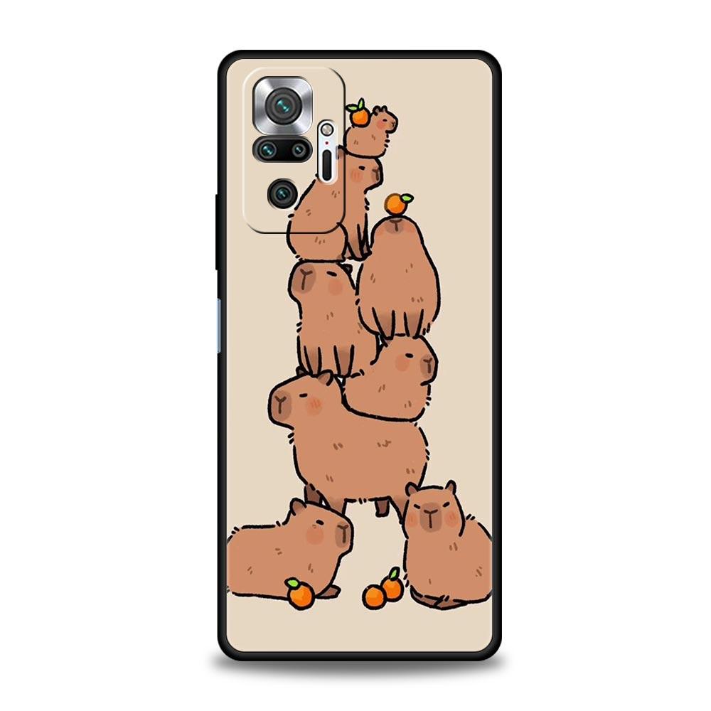 

Cartoon Capybara Phone Case For Xiaomi Redmi Note 14 13 5G 10 11 12 Pro Plus 4G 14C 13C 12C 10C Black Cover Note 14Pro 4G