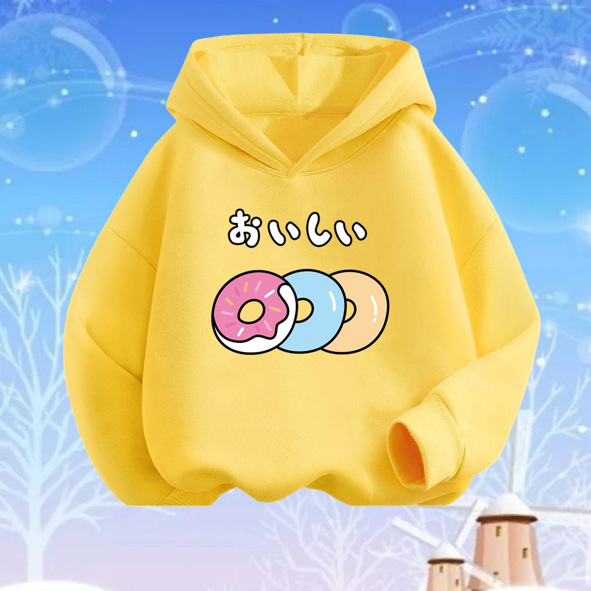 

Kawaii Peach Juice Pattern Summer Drink Print Hoodies Girls Hooded Sweatshirt Soft Top 100