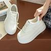 Echtes Leder Damen Weiße Schuhe Damen Plateau-Sneaker 7cm Absatz Freizeitschuhe Laufschuhe Mode-Sneaker bequem