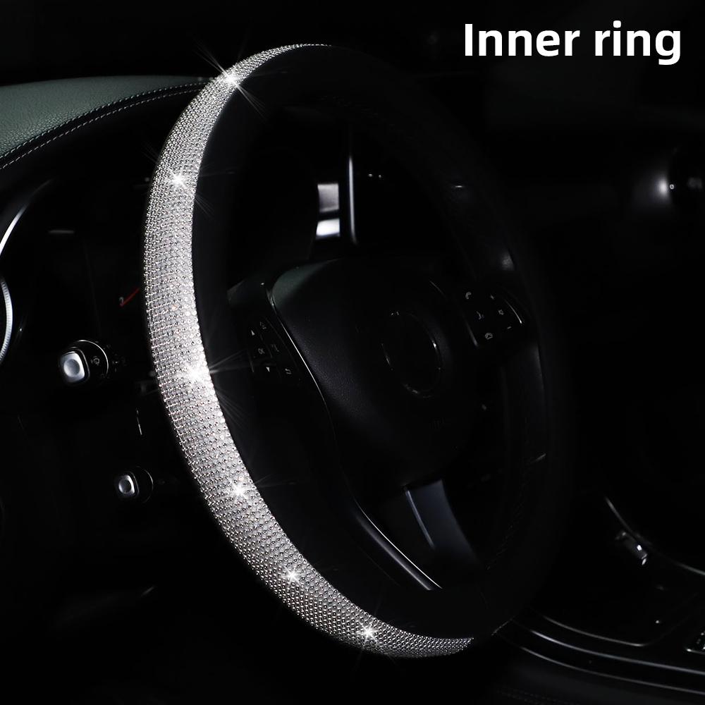 1 Diamond-encrusted Flash BlingblingPU Leather Loop Car Steering Wheel Cover Fits 14.5-15 "automotive Supplies