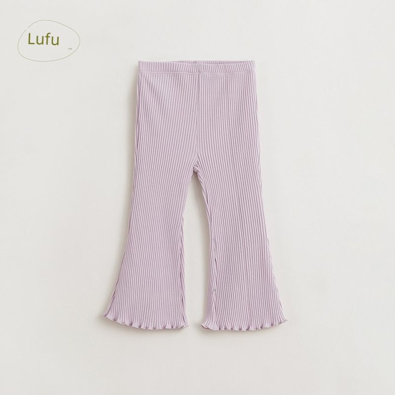 Mark Jenny French Style Elegance Girl Stretch Skinny Knitting Leggings Kids Spring & Fall Bell-Bottom Pants 240230 Stamen Purple 100
