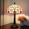 Modern Pink Cherry Blossom Table Lamp 12-Inch Color Glass Shade Artistic Lamp for Living Dining Room Bedroom Nightstand Decor