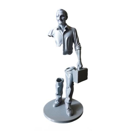 huaqianguhh 3D Printed Working Person Figurine with Briefcase, Modern Abstract Art Ornament for Desktop Bookshelf Office Decor, Stable Base серебряный