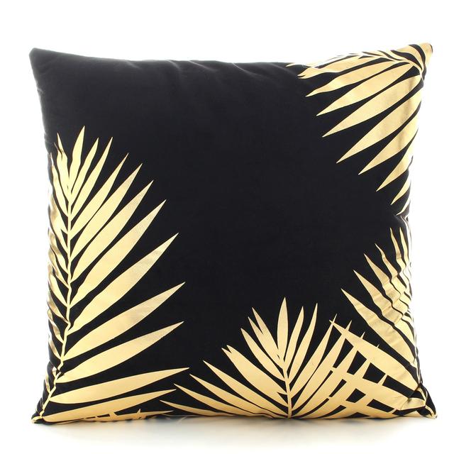 Golden Love Leaves Bronzing Cushion Decorative Pillow Black And White Velvet Pillowcase Home Decor Sofa Throw Pillows 17*17Inch