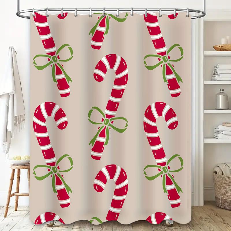 Tu Christmas Shower Curtain Festive Holiday Decor Reversible Waterproof Fabric Bathroom Curtain Modern Patterned Backdrop Holida