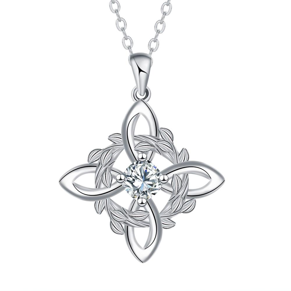 925 Silber Klassische Hexenknoten Halskette mit Zirkonia Dreifaltigkeitsknoten CZ Anhänger Wicca Symbol Schutzschmuck