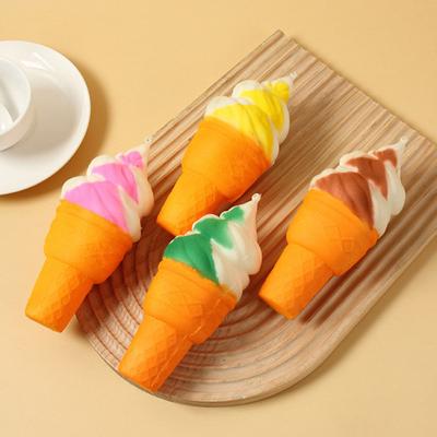 Realistic Ice Cream Cone Squeeze Toy Slow-Rising PU Fidget for Stress Relief Soft Decompression Gadget for Kids Adults Portable Novelty Gift