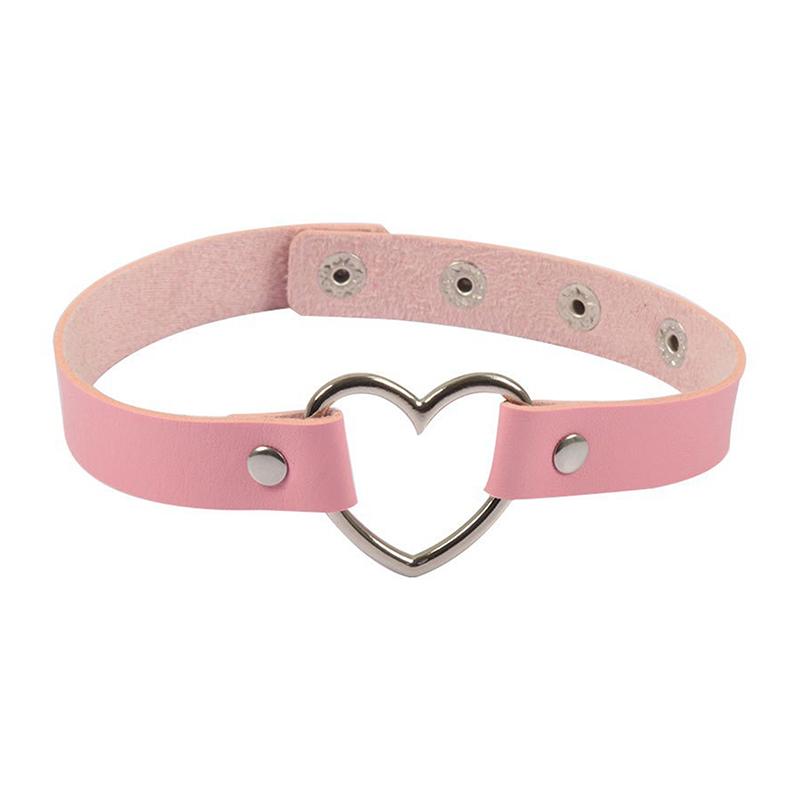Black Multi Color Punk Collar Necklace Sexy Pu Leather Heart Lock Key Spike Choker For Women Gothic Cosplay Party Jewelry