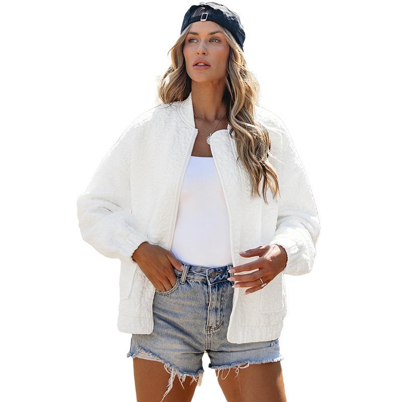 

Женская зимняя теплая пушистая куртка Shiying со стойкой воротником - Европейский простой стиль, пальто с длинным рукавом Extra Large белый