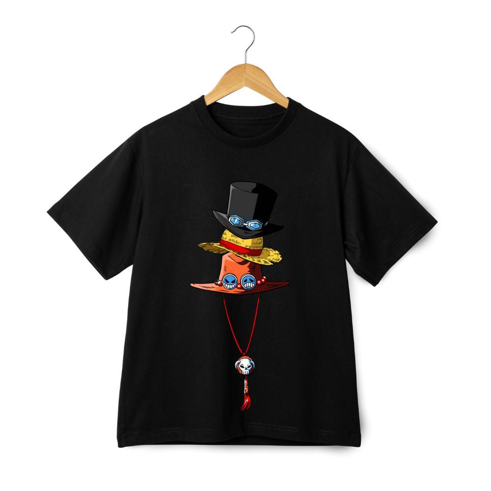 One Piece Trio Brothers Hat Stack T-Shirt – Luffy Ace Sabo Anime Pirate Tee