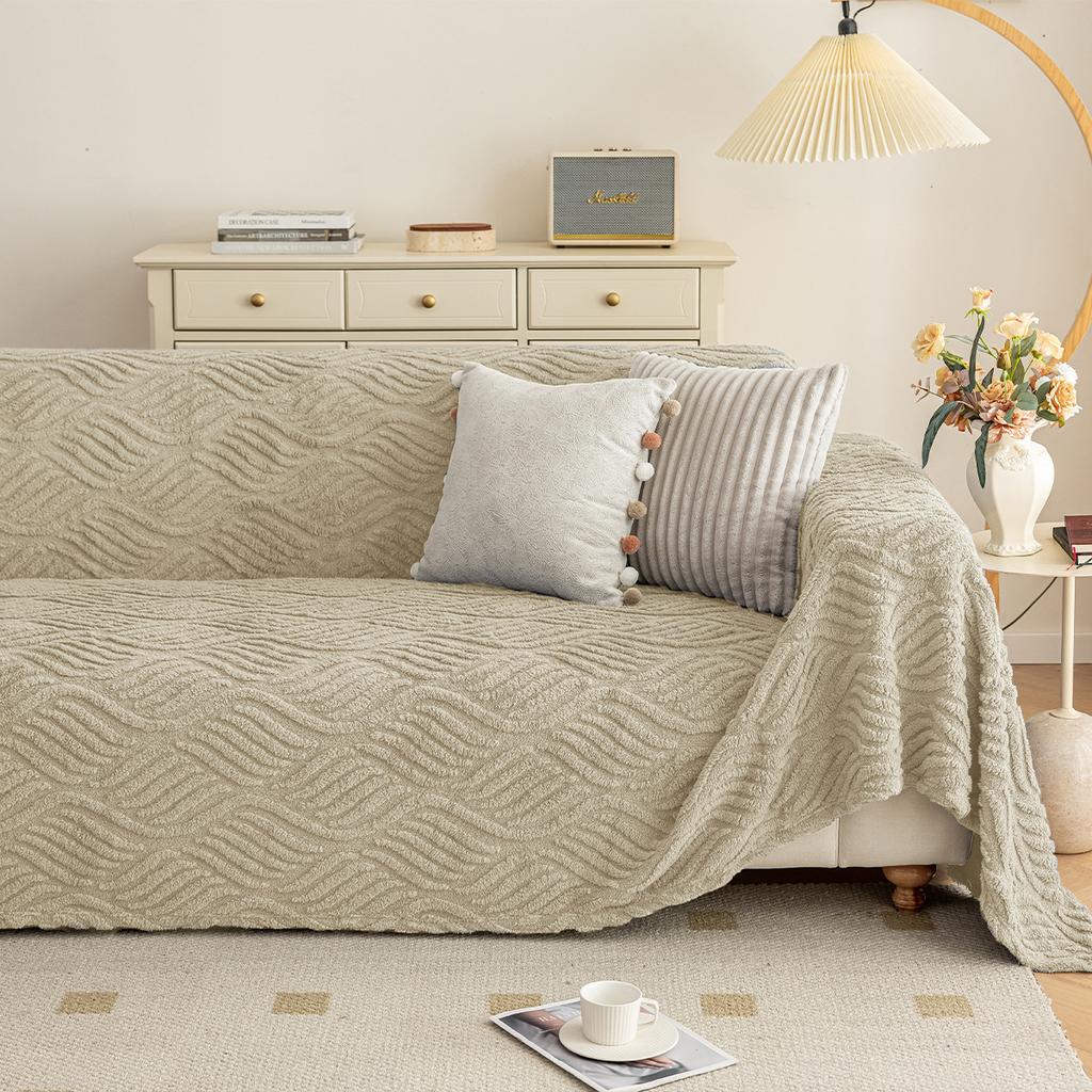 מגבת ספה חדשה דו-צדדית מכותנה קטיפתית נוחה, כיסוי ספה מלא יוקרתי קל, כיסוי ספה קטיפתי עמיד לשריטות חתולים לסתיו וחורף