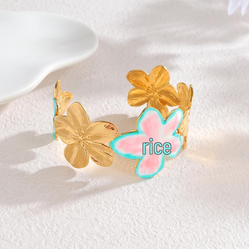 

Браслет из 18-каратного золота с подвесками в виде капель дофамина и цветов: Сладкий, Стильный Женский Аксессуар