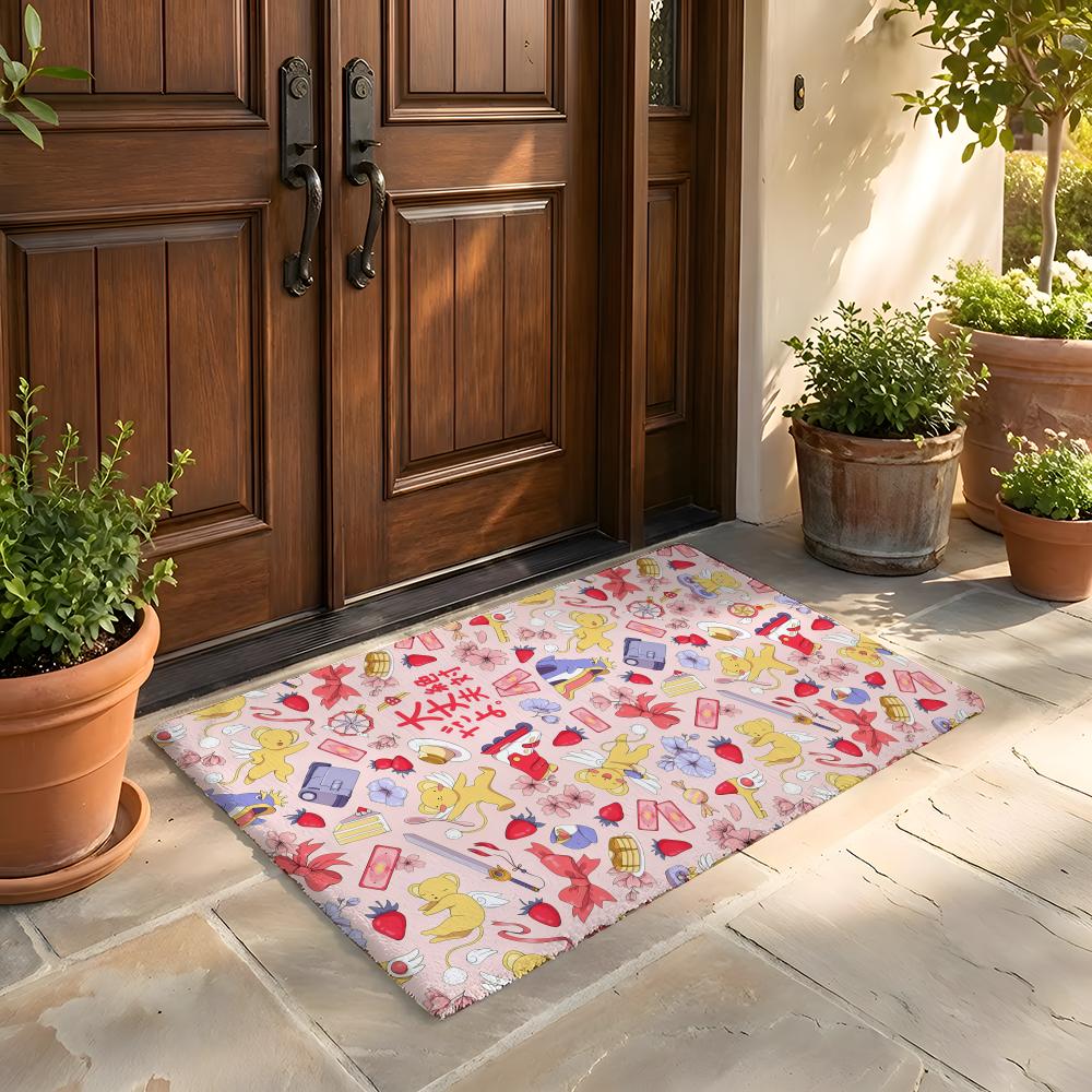 Floor Mat Soft Flannel Rug Non Slip Absorbent Mat for Bathroom Bedroom Home Decor C Cardcaptor S Sakura Cartoon