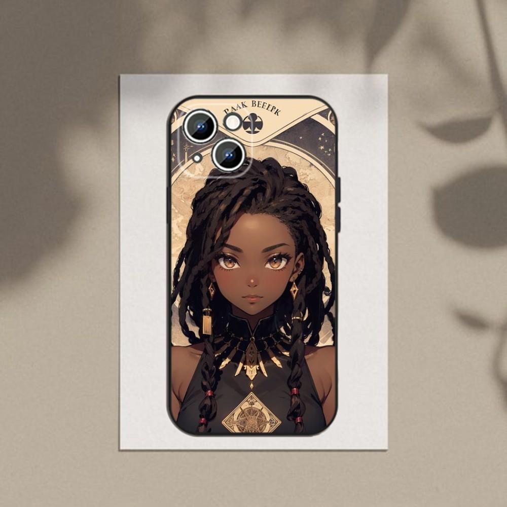 Afro Girls Art  Phone Case Phone Case For Apple iPhone 15,14,13,12,11,XS,XR,X,8,7,Pro,Max,Plus,mini Silicone Black Cover